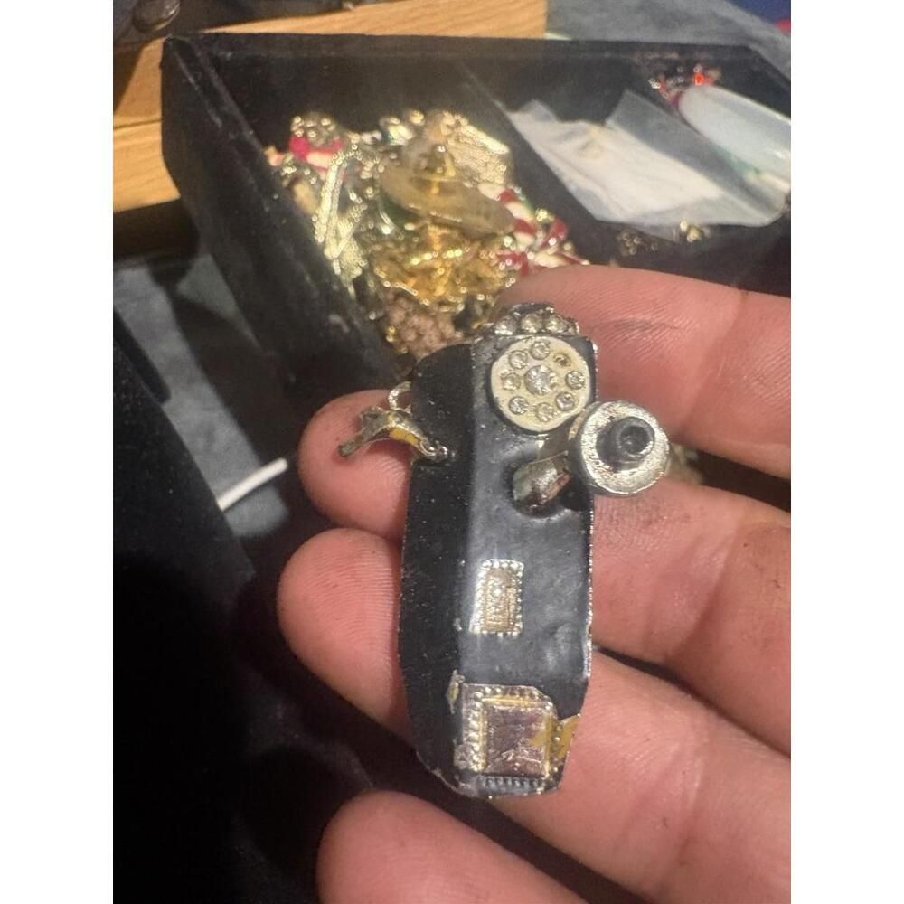 Vintage RARE Pay Phone Brooch with Rhinestone Dial